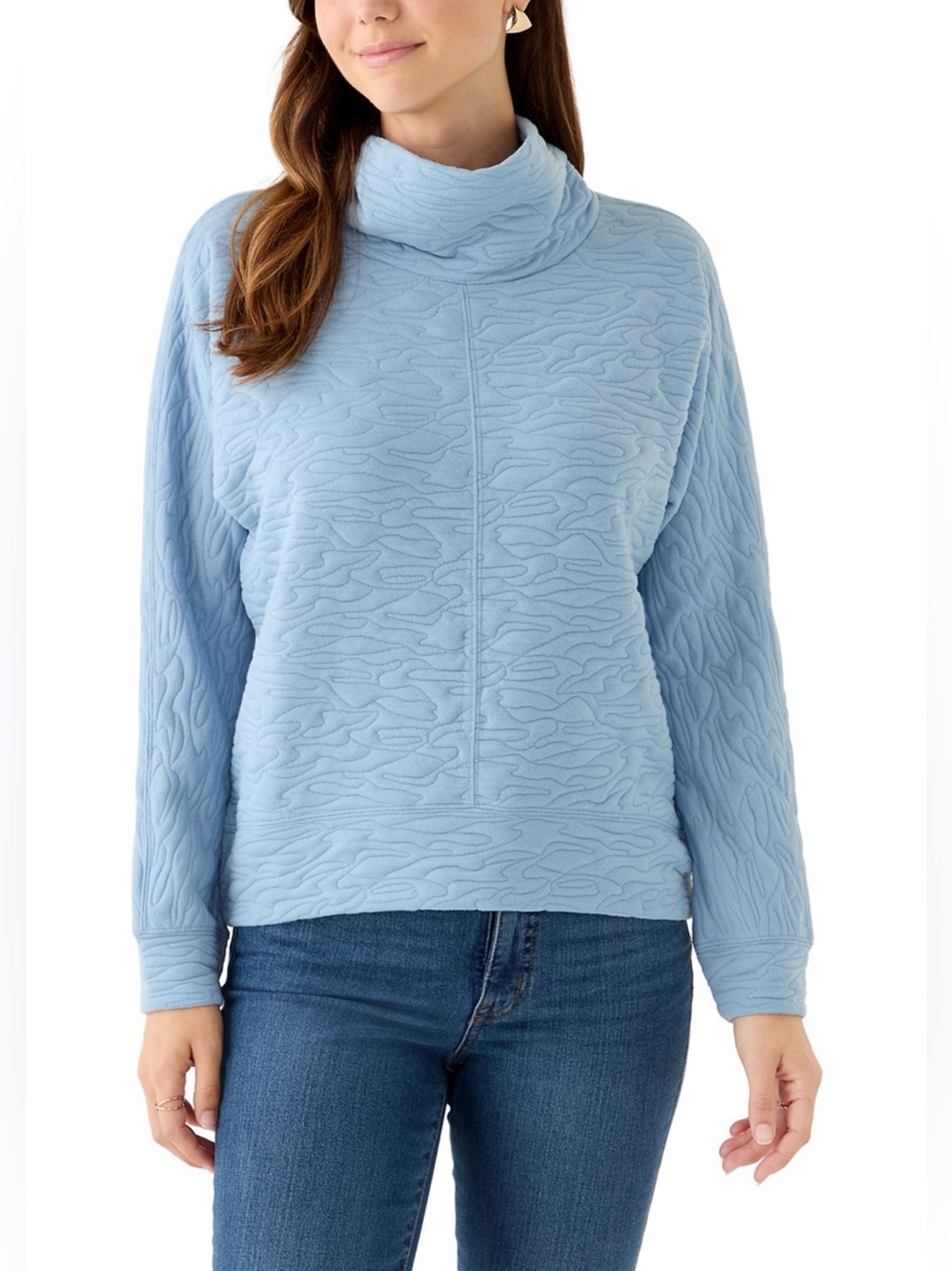 PHILOSOPHY By REPUBLIC Light Blue Quilted Cowl Neck Sweater.